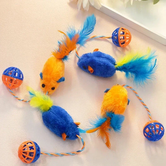 Stuffed Mouse with A String Sounding Bell for Cats