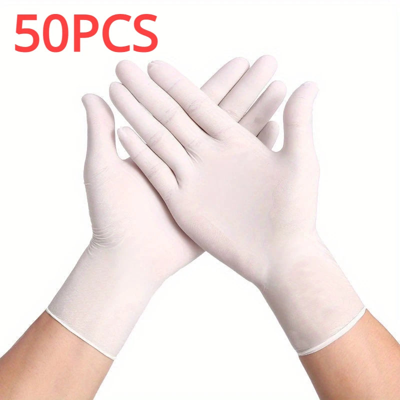 White Waterproof & Oil-Resistant Nitrile Gloves