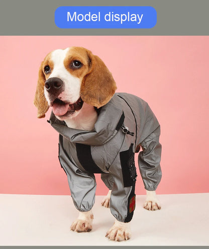 Outdoor Large Dog Reflective Raincoat