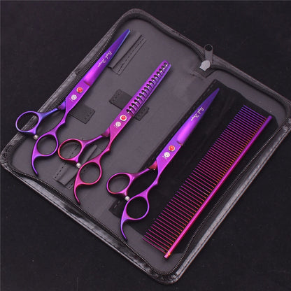 Purple Dragon Pet Scissors 7'' Stainless Dog Grooming Kit