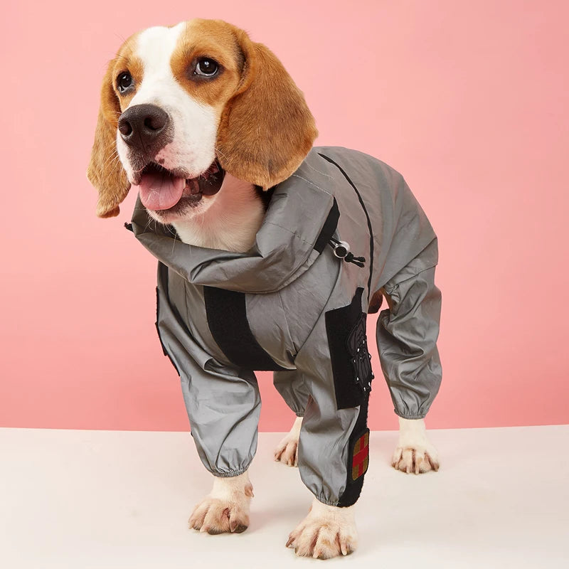 Outdoor Large Dog Reflective Raincoat