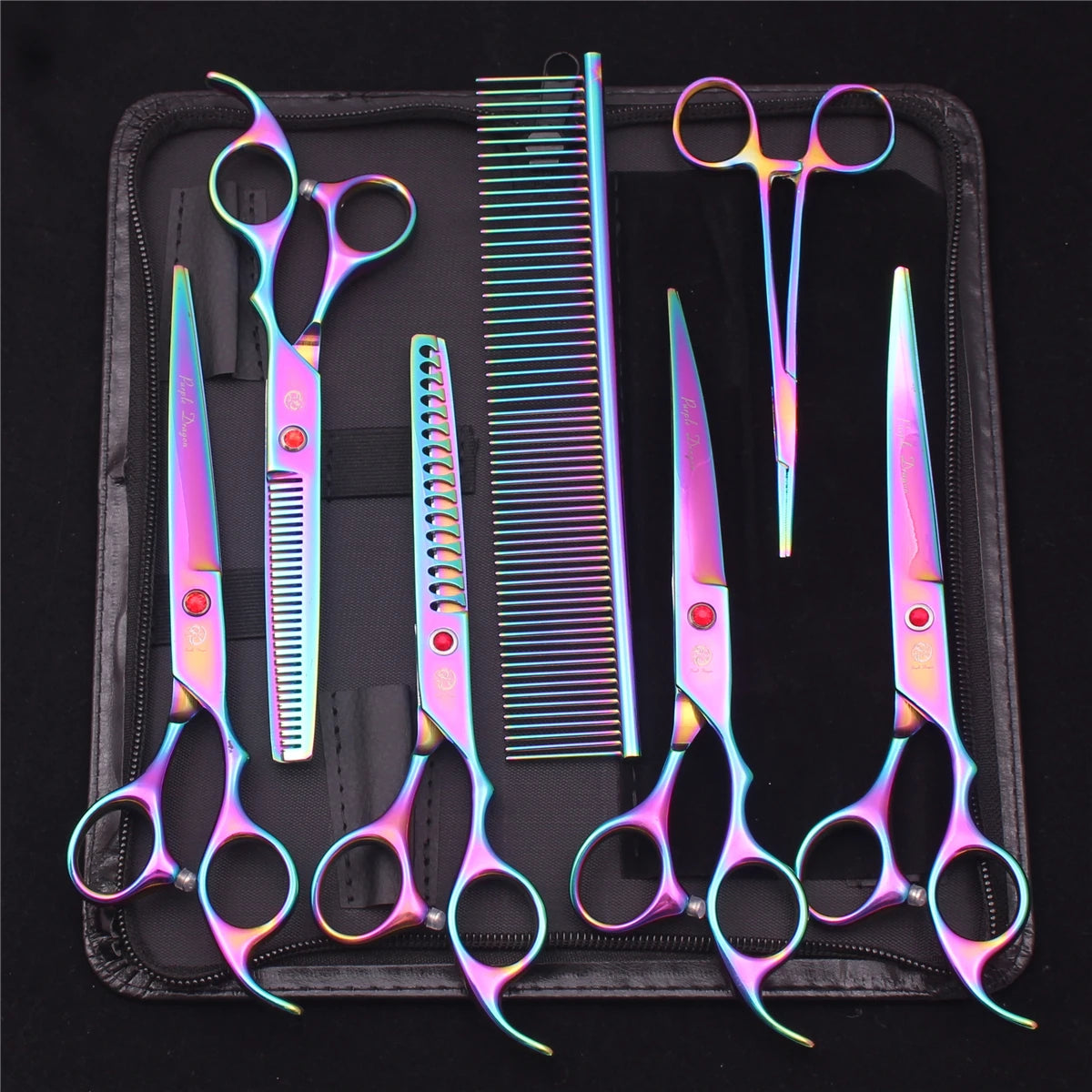Purple Dragon Pet Scissors 7'' Stainless Dog Grooming Kit