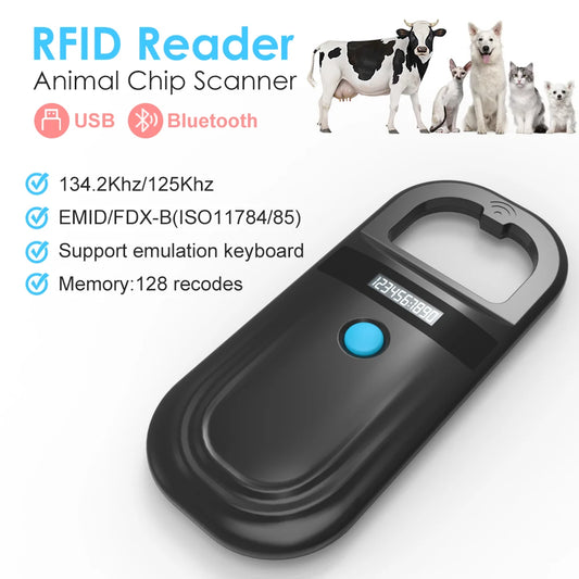Black Animal RFID Reader 134.2KHz 125kHz
