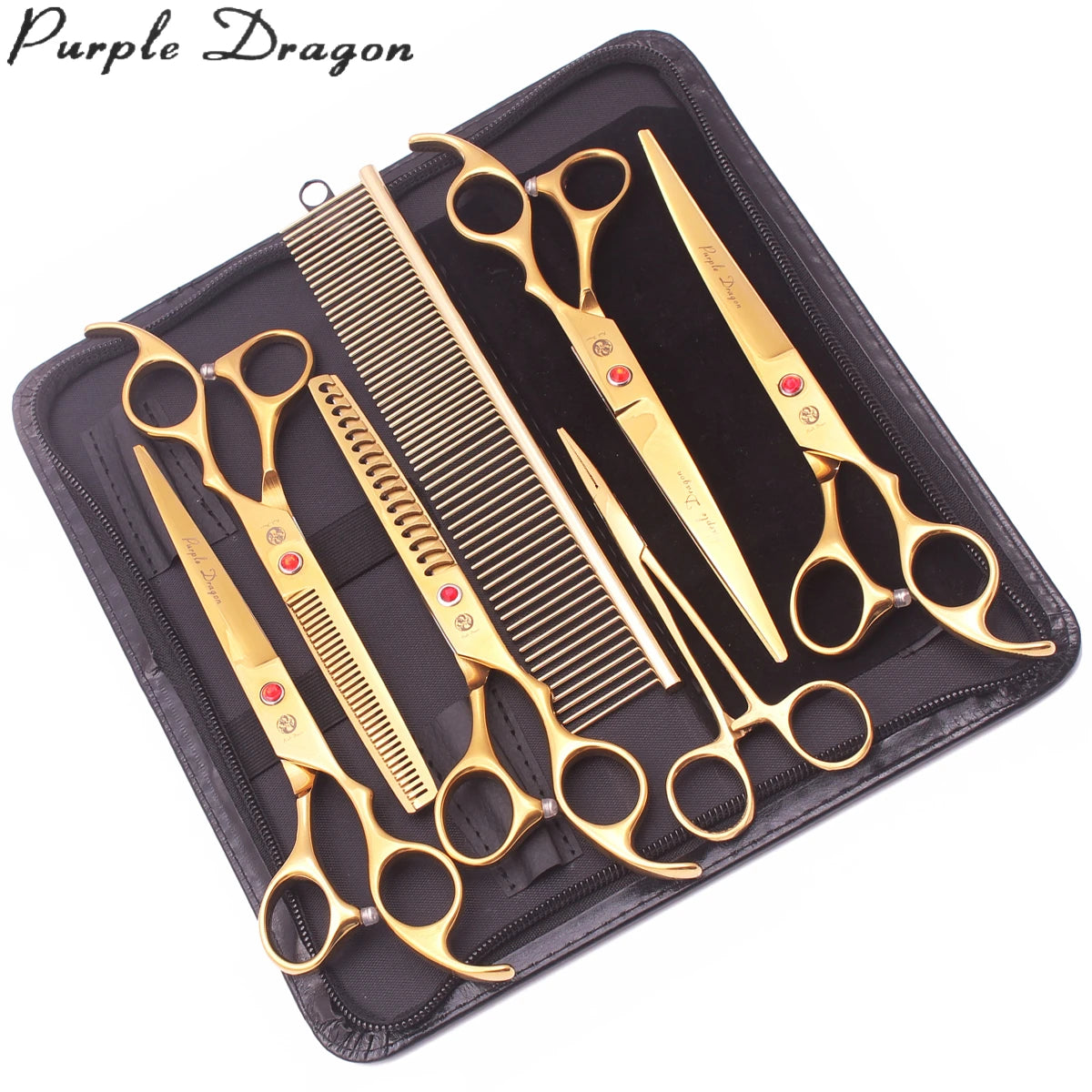 Purple Dragon Pet Scissors 7'' Stainless Dog Grooming Kit