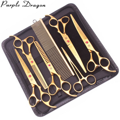 Purple Dragon Pet Scissors 7'' Stainless Dog Grooming Kit