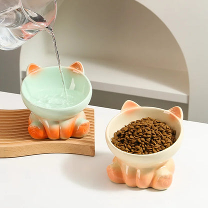 Gradient Ceramic Cat Bowl