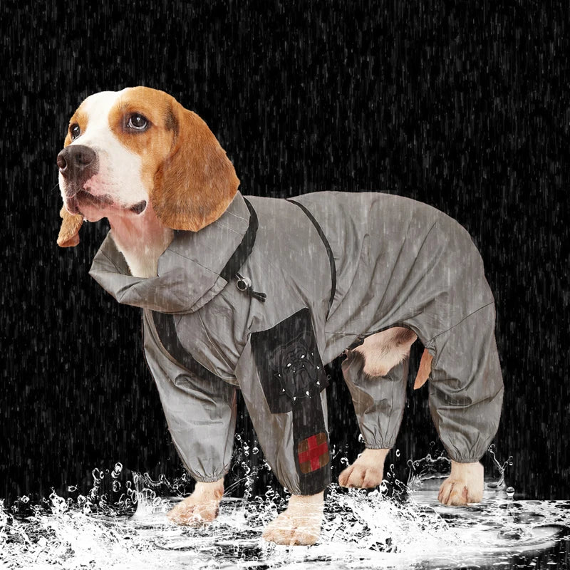Outdoor Large Dog Reflective Raincoat