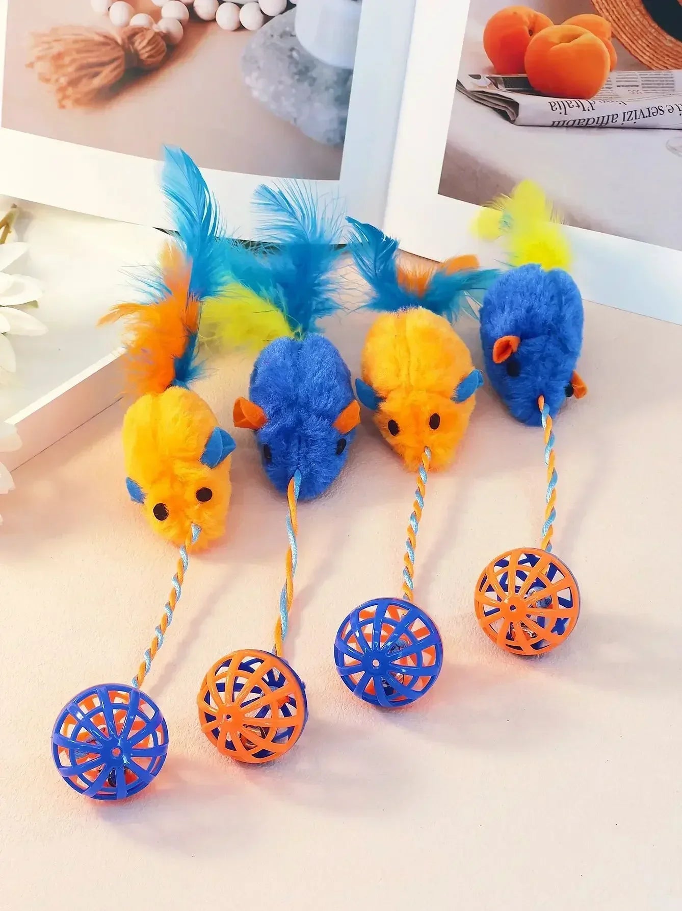Stuffed Mouse with A String Sounding Bell for Cats