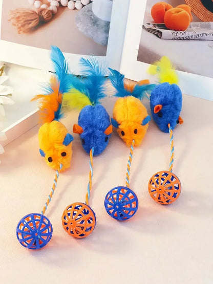 Stuffed Mouse with A String Sounding Bell for Cats