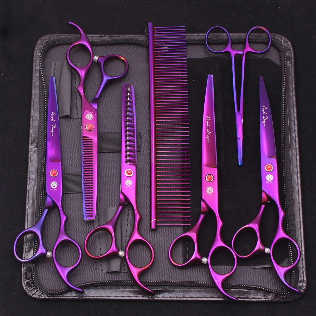 Purple Dragon Pet Scissors 7'' Stainless Dog Grooming Kit