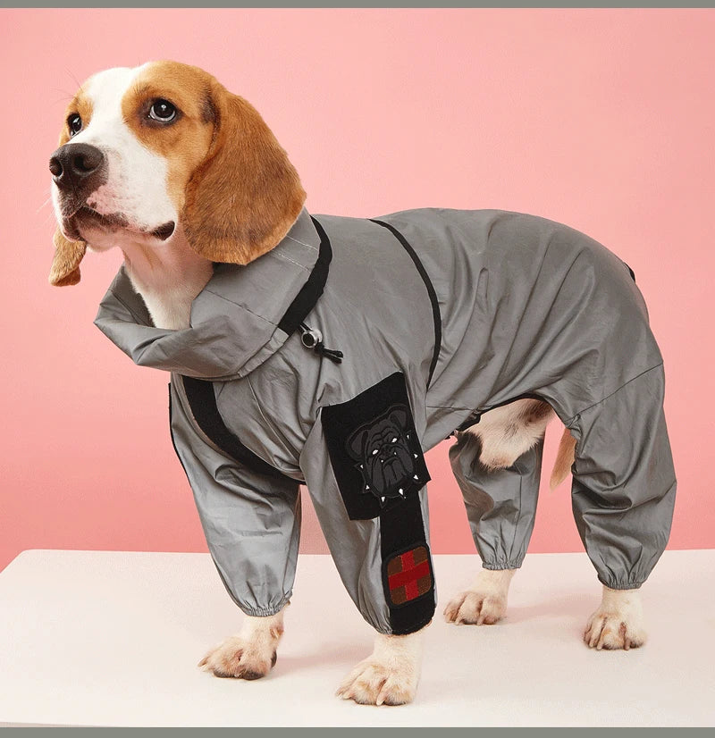 Outdoor Large Dog Reflective Raincoat