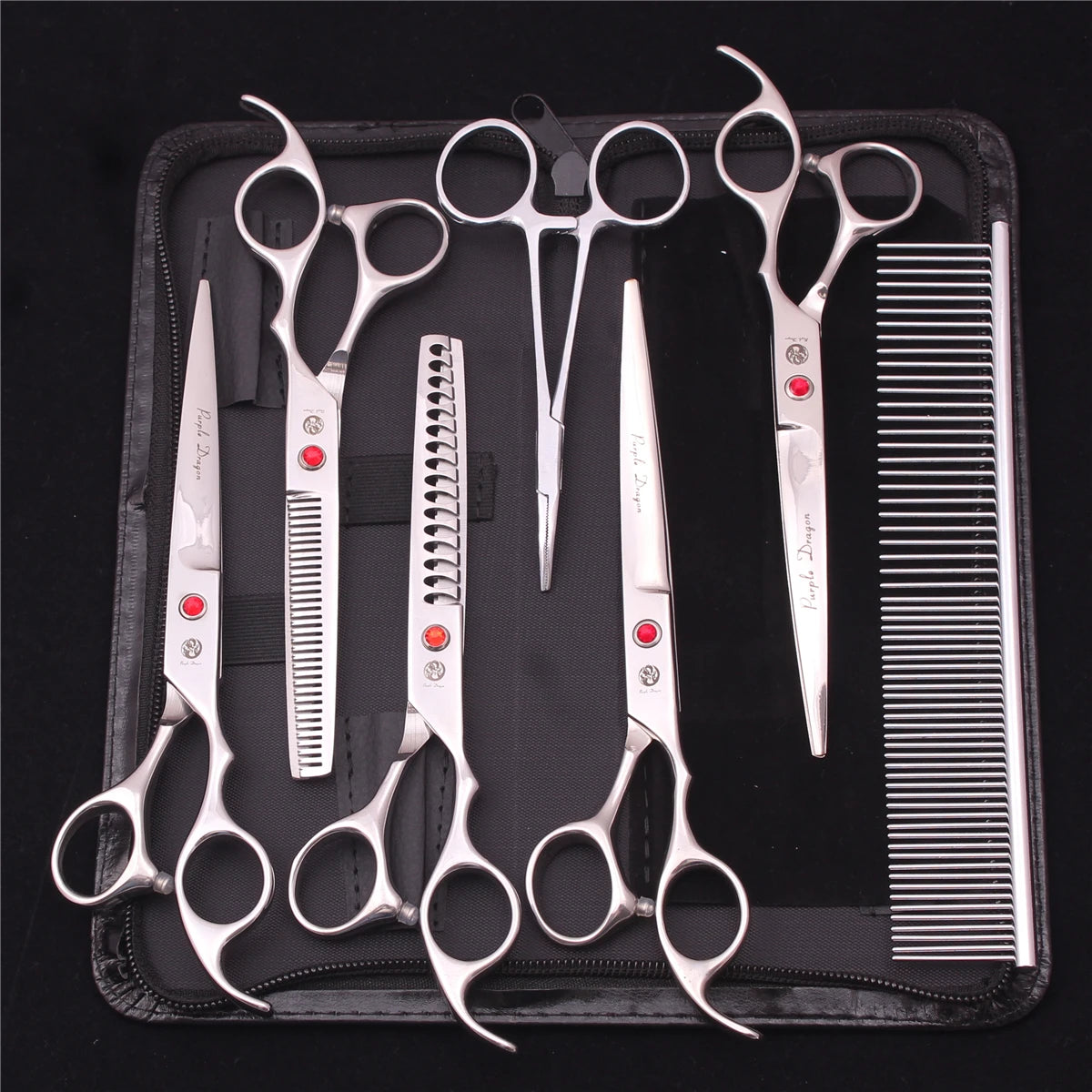 Purple Dragon Pet Scissors 7'' Stainless Dog Grooming Kit