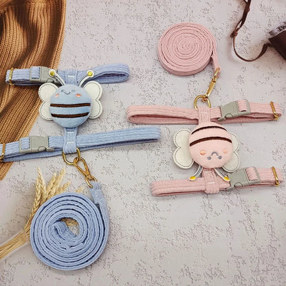 Portable Bee Breast Strap Leash for Small to Medium Dogs and Cats