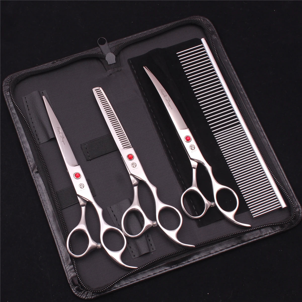 Purple Dragon Pet Scissors 7'' Stainless Dog Grooming Kit