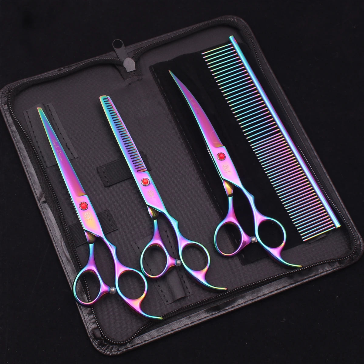 Purple Dragon Pet Scissors 7'' Stainless Dog Grooming Kit