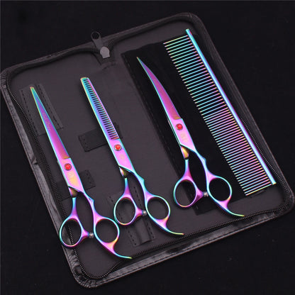 Purple Dragon Pet Scissors 7'' Stainless Dog Grooming Kit