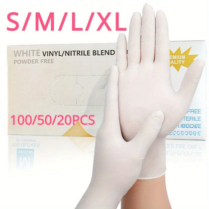 White Waterproof & Oil-Resistant Nitrile Gloves