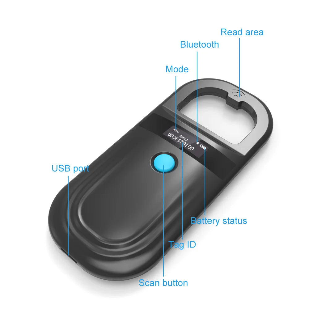 Black Animal RFID Reader 134.2KHz 125kHz