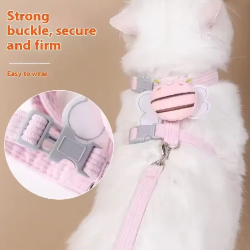 Portable Bee Breast Strap Leash for Small to Medium Dogs and Cats