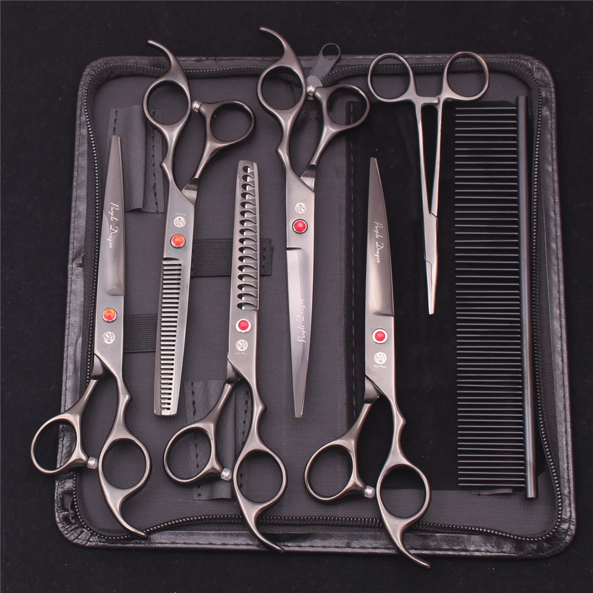 Purple Dragon Pet Scissors 7'' Stainless Dog Grooming Kit