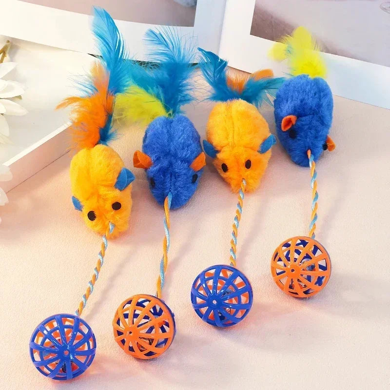 Stuffed Mouse with A String Sounding Bell for Cats