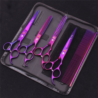 Purple Dragon Pet Scissors 7'' Stainless Dog Grooming Kit