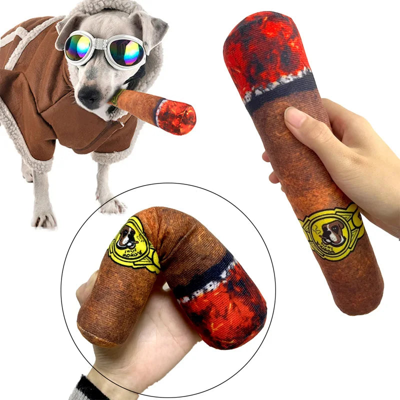 Big Cigar Smoke Plush Squeak Toys for Dogs