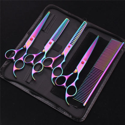 Purple Dragon Pet Scissors 7'' Stainless Dog Grooming Kit