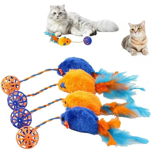 Stuffed Mouse with A String Sounding Bell for Cats