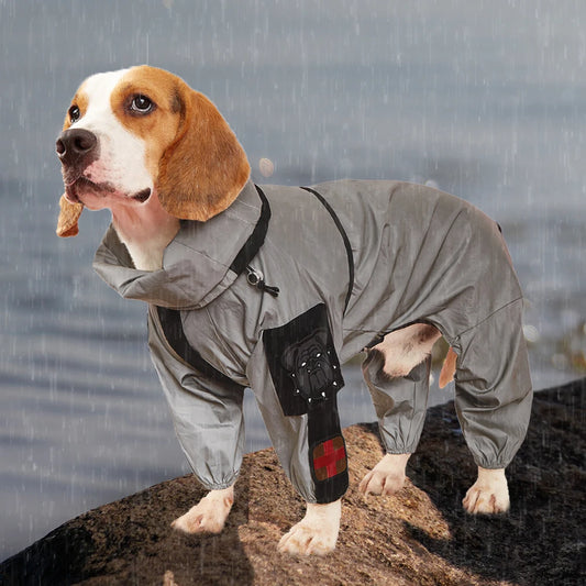 Outdoor Large Dog Reflective Raincoat