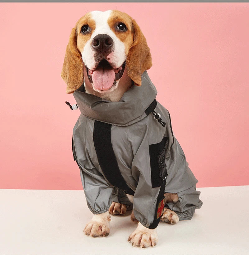 Outdoor Large Dog Reflective Raincoat