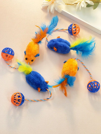 Stuffed Mouse with A String Sounding Bell for Cats