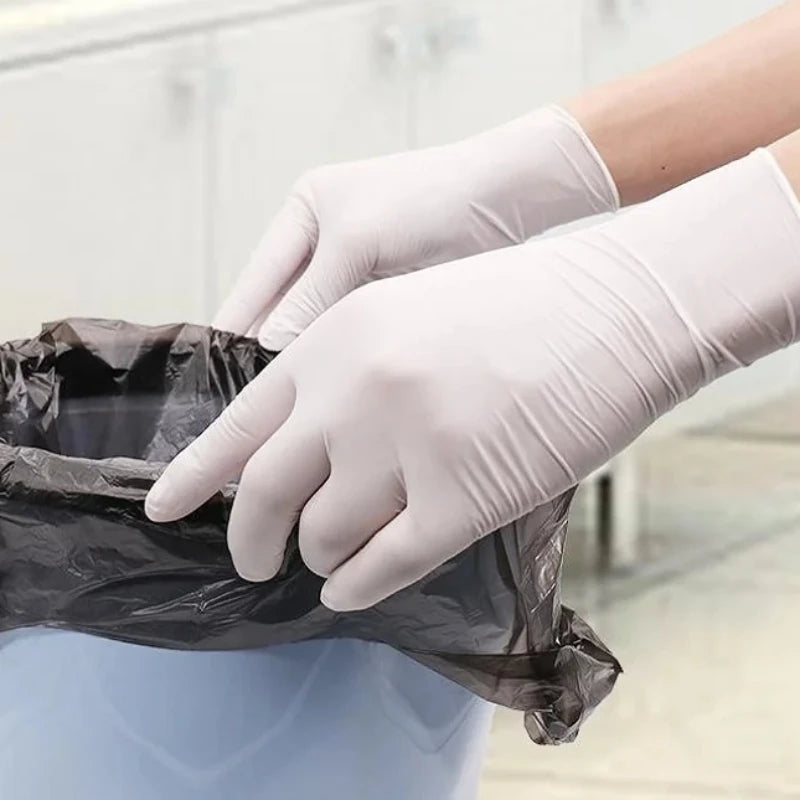 White Waterproof & Oil-Resistant Nitrile Gloves