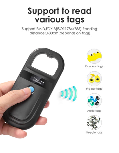 Black Animal RFID Reader 134.2KHz 125kHz