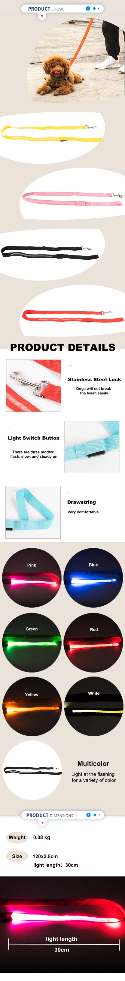Luminous LED Light Up Dog Leash