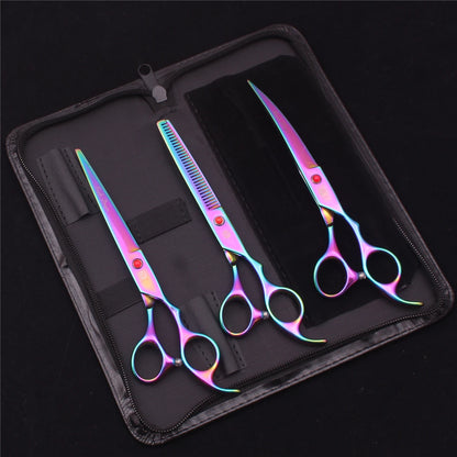 Purple Dragon Pet Scissors 7'' Stainless Dog Grooming Kit