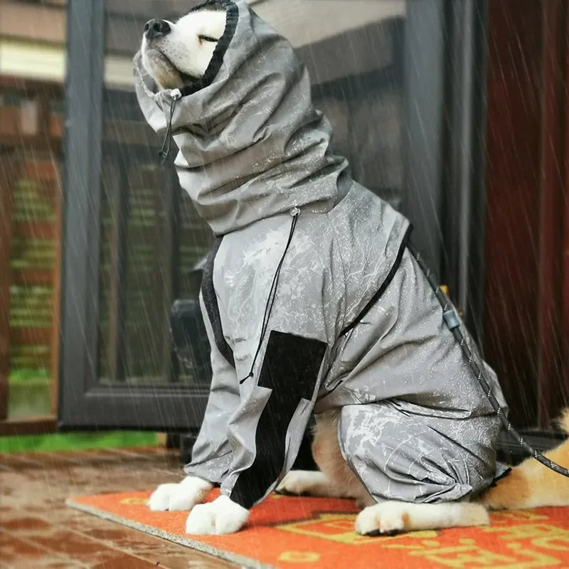 Outdoor Large Dog Reflective Raincoat